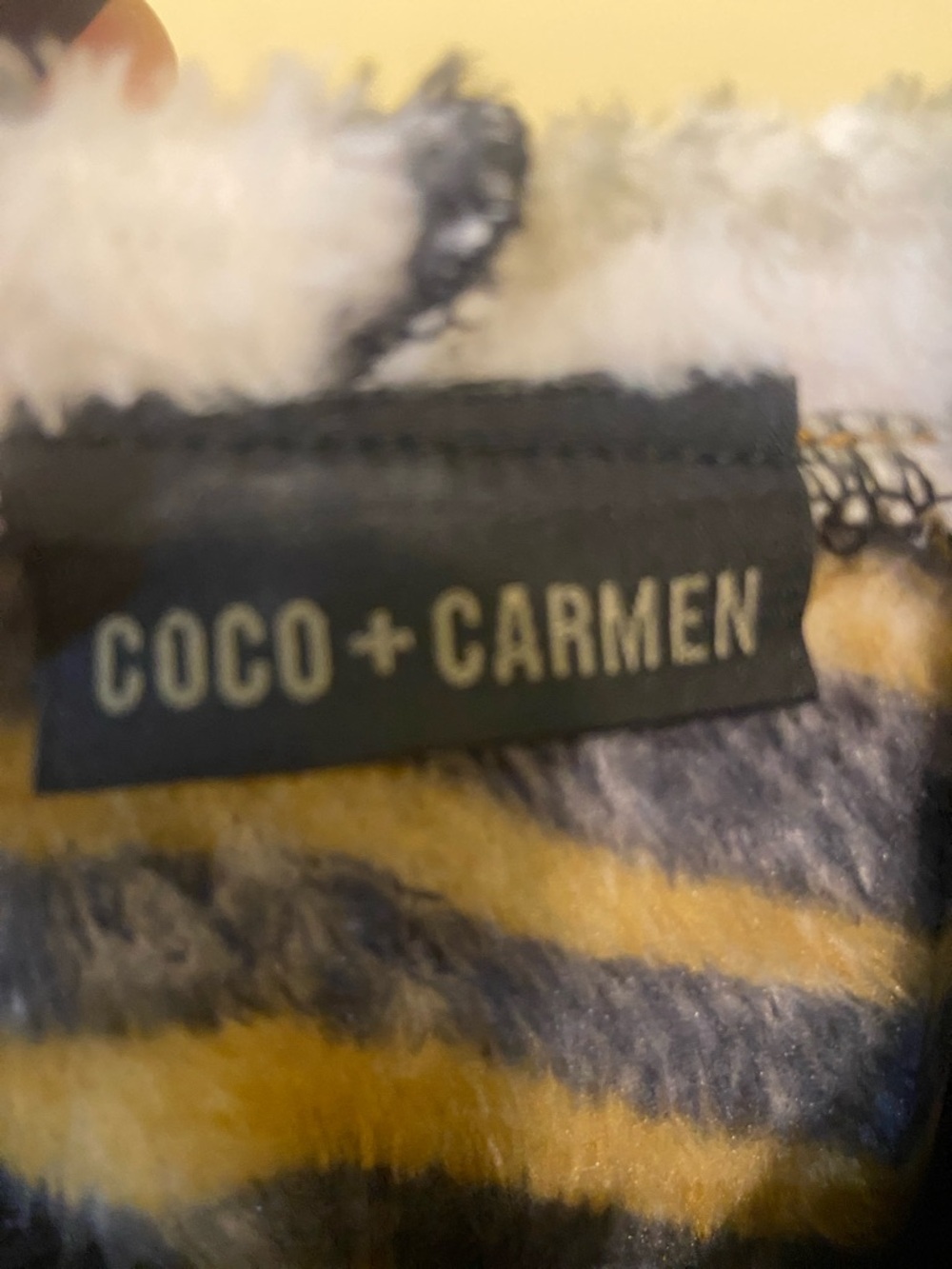 Coco + Carmen Fuzzy Hooded Piece - Black, Yellow, Gray - Picture 2 of 8